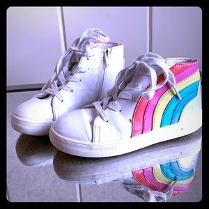 Kids rainbow high top tennis shoes